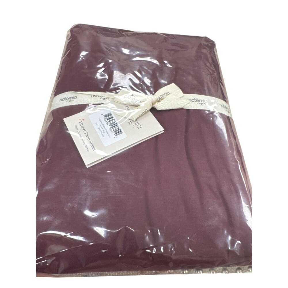 Natemia Organic Cotton Fitted Twin Sheet Fig 100% Jersey 39x75 SKU 7196